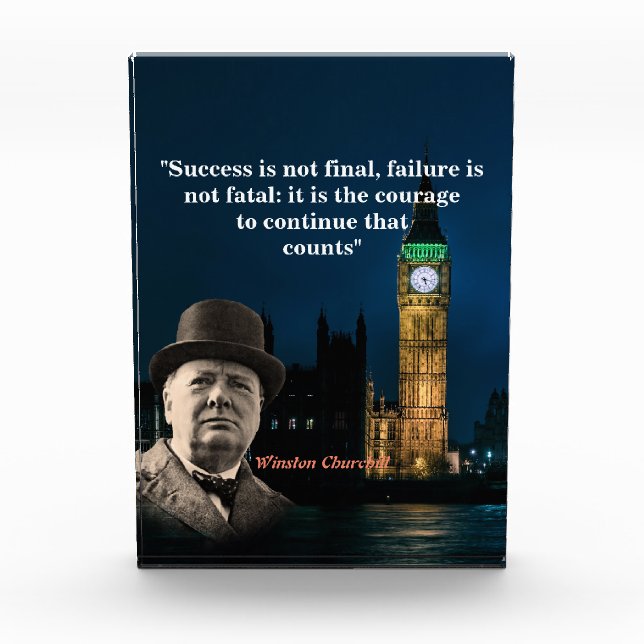 Winston Churchill Quote On Courage Poster Photo Block (Front)