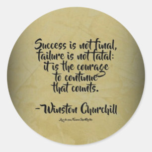 Winston Churchill Quote; Success Classic Round Sticker