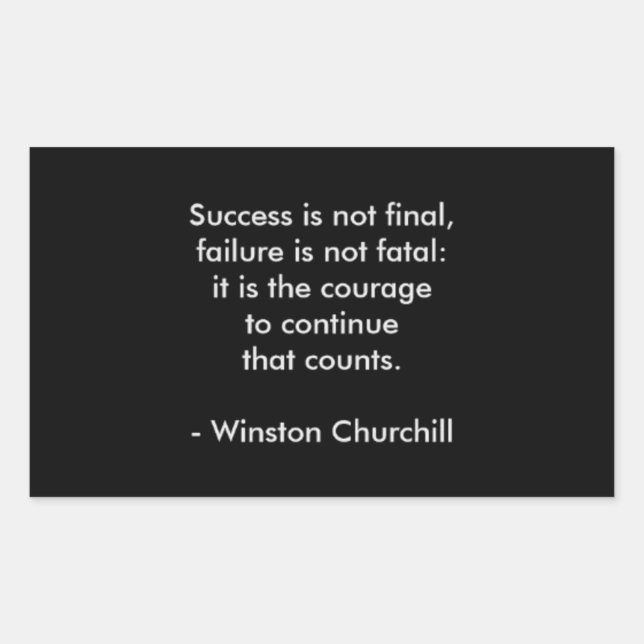 Winston Churchill Quote; Success Rectangular Sticker (Front)
