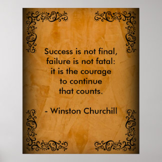 Winston Churchill Quote; Success Scroll & Stucco Poster