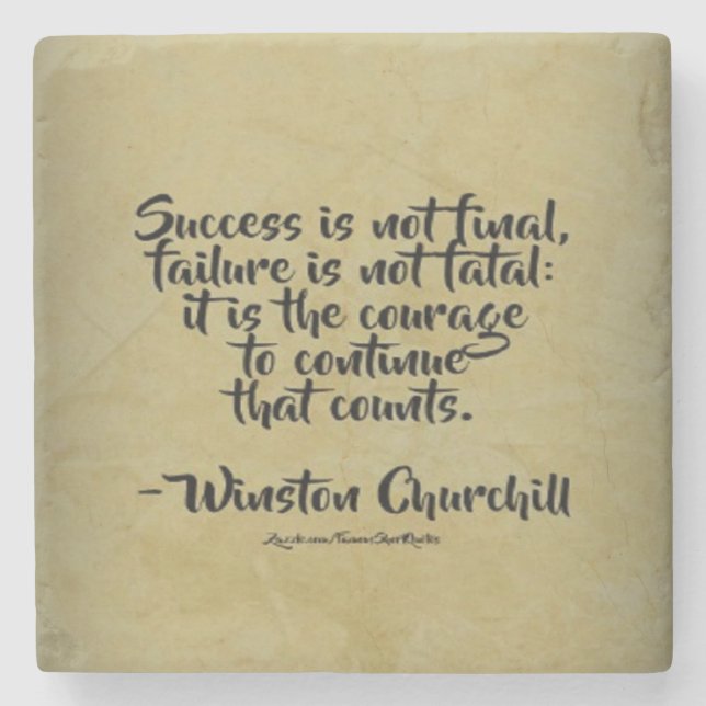 Winston Churchill Quote; Success Stone Coaster (Front)