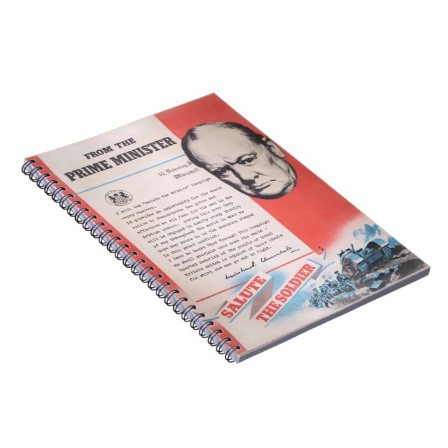 Winston Churchill, Reprint of British WW2 poster Spiral Notebook (Right Side)