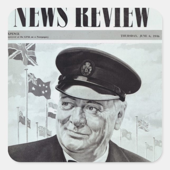 Winston Churchill Square Sticker (Front)