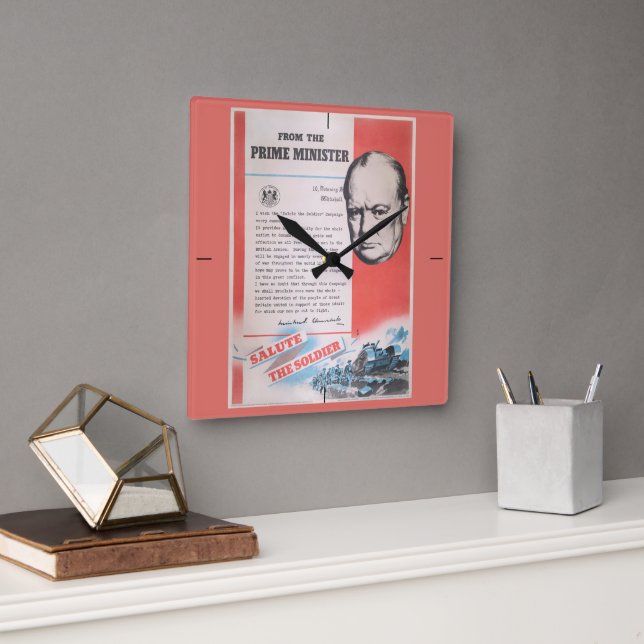 Winston Churchill, wartime reprinted poster. Square Wall Clock (Office)
