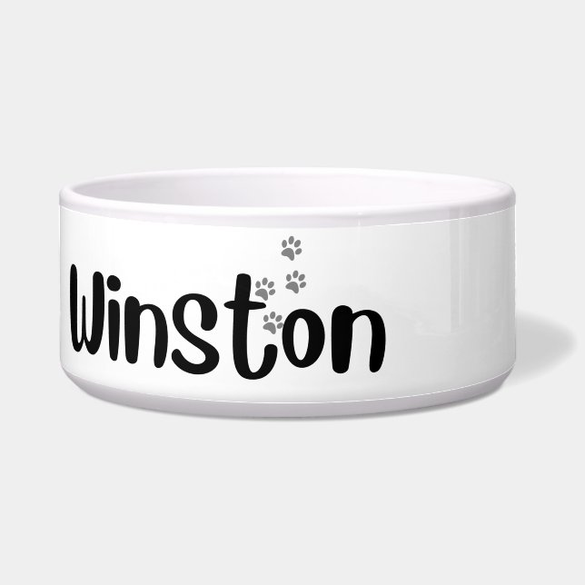 Winston - dogs and cats personalised bowl (Front)