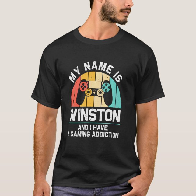 Winston Name Personalised Funny Gaming Geek Birthd T-Shirt (Front)