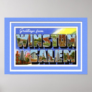 Winston Salem North Carolina Large Letter Greeting Poster