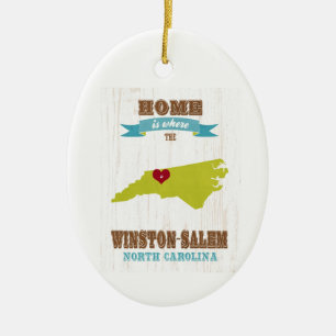 Winston Salem, North Carolina Map – Home Is Where Ceramic Tree Decoration