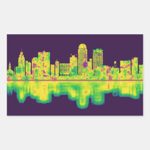 Winston-Salem North Carolina Skyline Rectangular Sticker