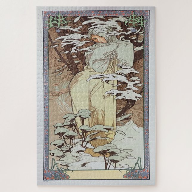 Winter 1900: An Art Nouveau by Mucha Jigsaw Puzzle (Vertical)