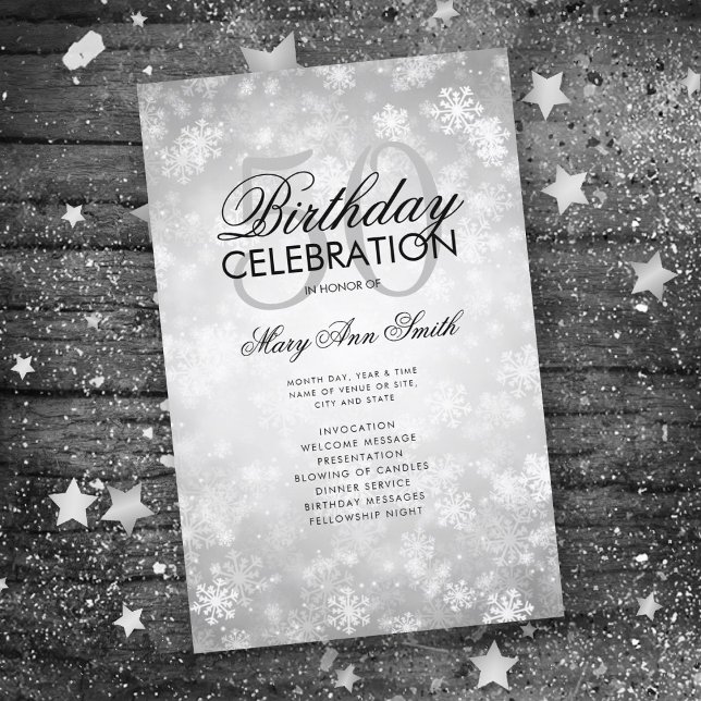 Winter 50 Birthday Program Silver Wonderland Menu (Creator Uploaded)