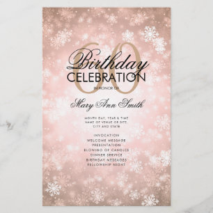 Winter 60 Birthday Program Rose Gold Menu