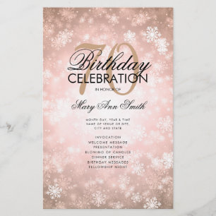 Winter 70 Birthday Program Rose Gold Wonderland  Flyer