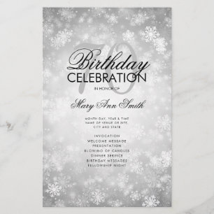 Winter 70 Birthday Program Silver Wonderland Menu