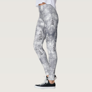 Winter Abstract Tree Grey Holiday Leggings
