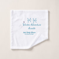 Winter Adventure awaits baby shower blue snowflake
