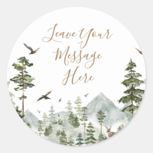 Winter Adventure Awaits Couple Shower Your Message Classic Round Sticker
