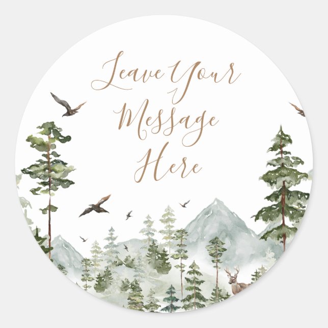 Winter Adventure Awaits Couple Shower Your Message Classic Round Sticker (Front)