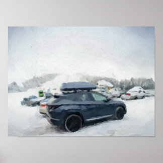 Winter Adventure Parking Scene Poster