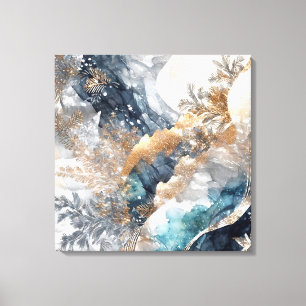 Winter Alcohol Ink Art Wrapped Canvas