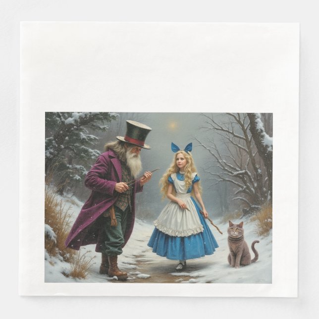 Winter Alice dinner paper napkins (Front)