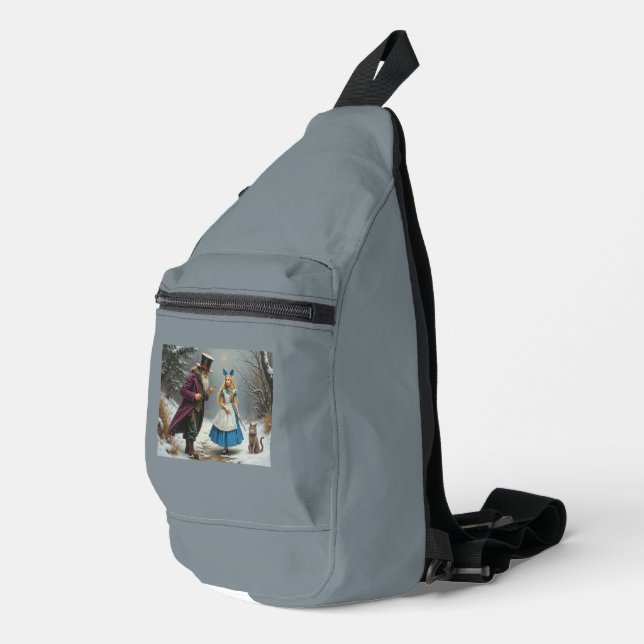 Winter Alice grey sling bag backpack (Right Corner)