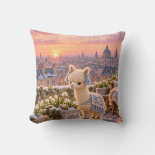 Winter Alpaca Snowdrop Rooftop Garden Cushion