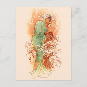 Winter - Alphonse Mucha Art Nouveau Postcard