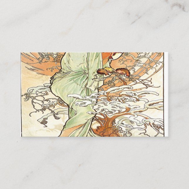 Winter Alphonse Mucha Business Card (Front)