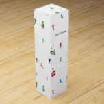 Winter Alpine Skiers Ski Pattern  Wine Box<br><div class="desc">Modern winter themed skier pattern design with skiers skiing down alpine ski resort slopes among snow-covered fir trees in Alps. Freeride skiers are wearing colourful vintage retro ski suits, skiing downhill with skis on a white snowy mountain landscape background and retro ski lifts. Wonderful winter sport fun gift for a...</div>