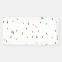 Winter Alpine Skiers Skiing Ski Skis Pattern