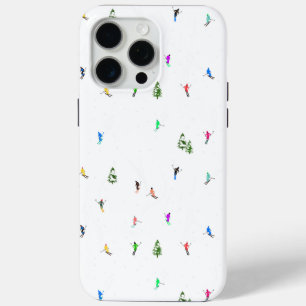 Winter Alpine Skiers Skiing Ski Skis Pattern iPhone 15 Pro Max Case