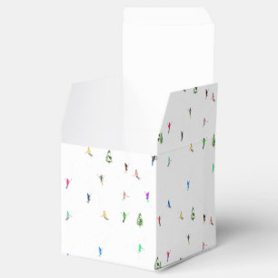 Winter Alpine Skiers Skiing Ski Skis Pattern Favour Box