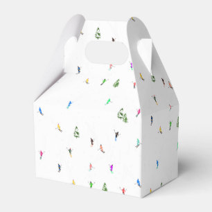 Winter Alpine Skiers Skiing Ski Skis Pattern Favour Box