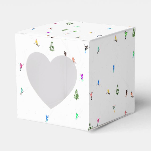 Winter Alpine Skiers Skiing Ski Skis Pattern Favour Box (Front Side)