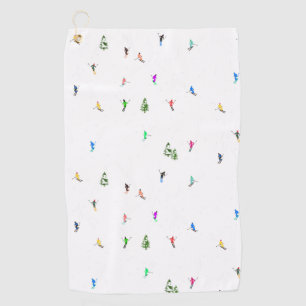 Winter Alpine Skiers Skiing Ski Skis Pattern Golf Towel