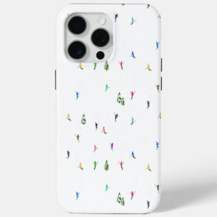 Winter Alpine Skiers Skiing Ski Skis Pattern iPhone 15 Pro Max Case