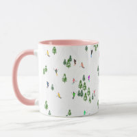 Winter Alpine Skiers Skiing Ski Skis Pattern