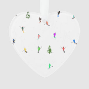 Winter Alpine Skiers Skiing Ski Skis Pattern Ornament