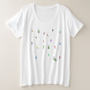 Winter Alpine Skiers Skiing Ski Skis Pattern Plus Size T-Shirt