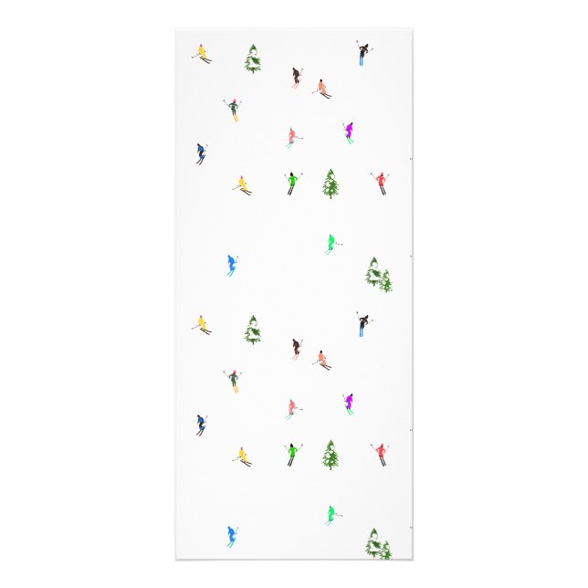 Winter Alpine Skiers Skiing Ski Skis Pattern Rack Card (Front)