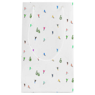 Winter Alpine Skiers Skiing Ski Skis Pattern Small Gift Bag