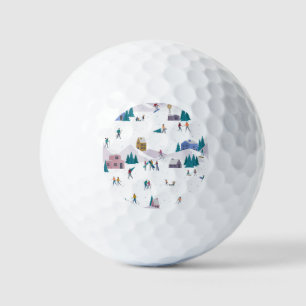 Winter Alps holidays: active people seamless Golf Balls