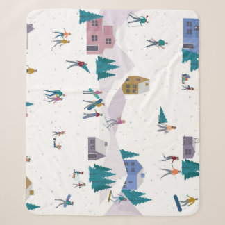 Winter Alps holidays: active people seamless Sherpa Blanket