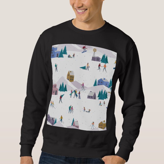 Winter Alps holidays: active people seamless Sweatshirt (Front)