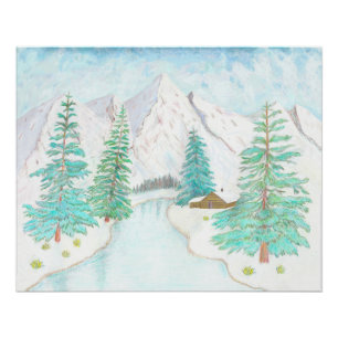 Winter and Evergreens Glossy Poster