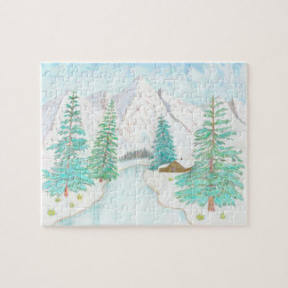 Winter and Evergreens Glossy Poster Jigsaw Puzzle