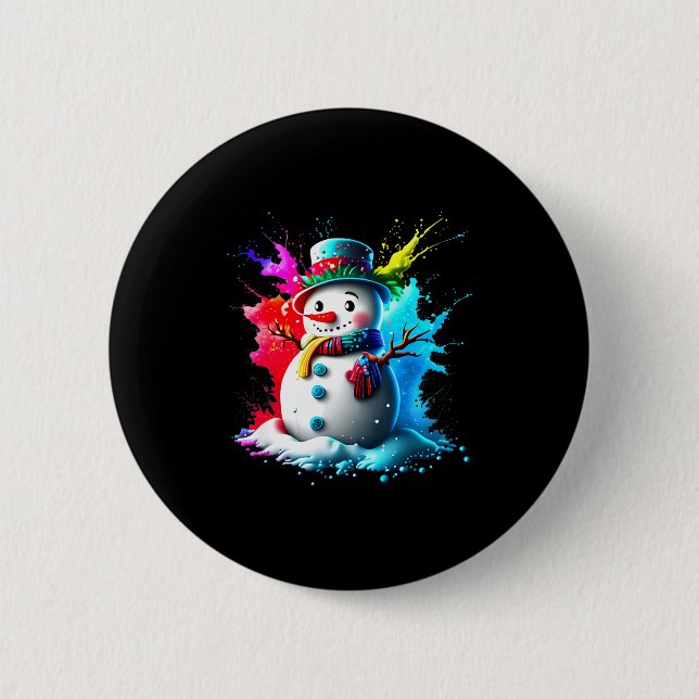 Winter And Snow Christmas A Coloured Snowman  6 Cm Round Badge (Front)