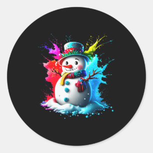 Winter And Snow Christmas A Coloured Snowman Classic Round Sticker