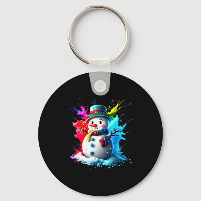 Winter And Snow Christmas A Coloured Snowman  Key Ring (Front)